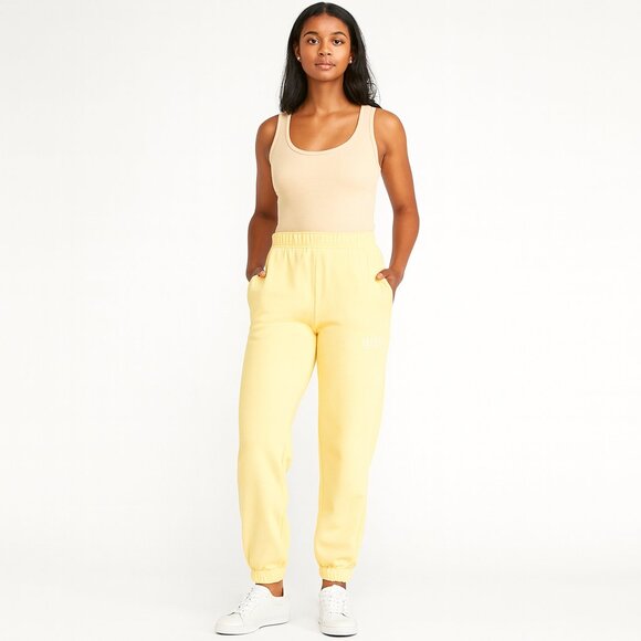Ganni Pants - NWT Ganni Butter Yellow Anise Flower Sweatpants Size XXS